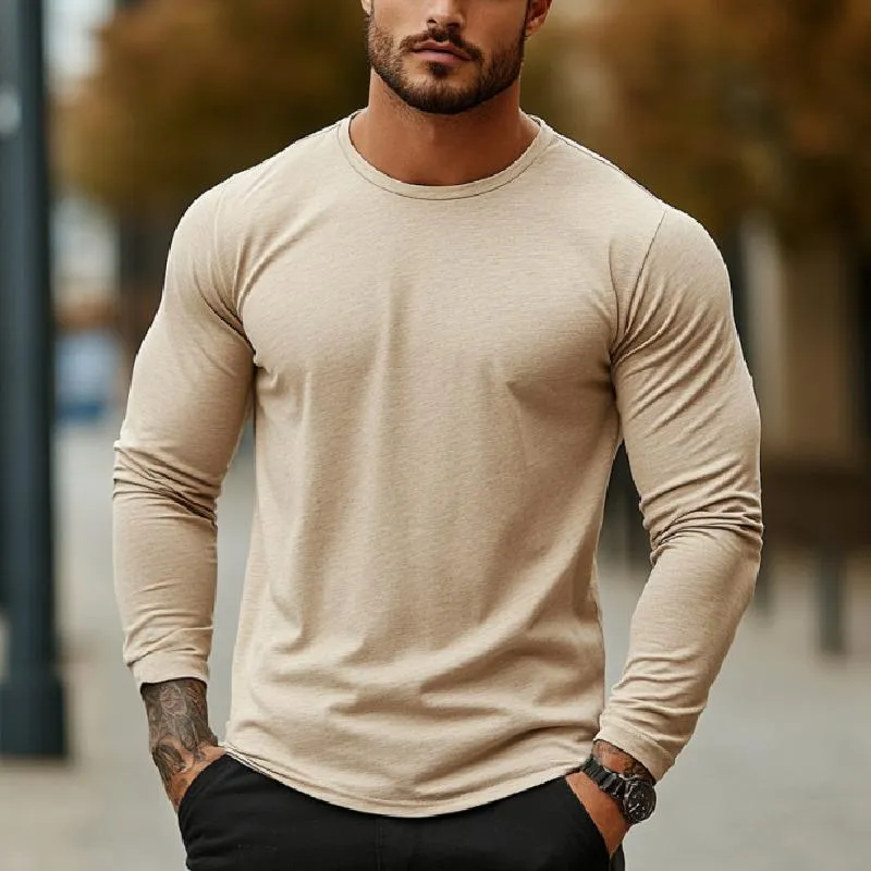 Men's Casual Comfortable Slim Fit Round NeckLong Sleeve T-shirt 38981585K sold by Manly product image thumbnail 2
