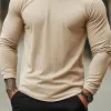 Men's Casual Comfortable Slim Fit Round NeckLong Sleeve T-shirt 38981585K sold by Manly