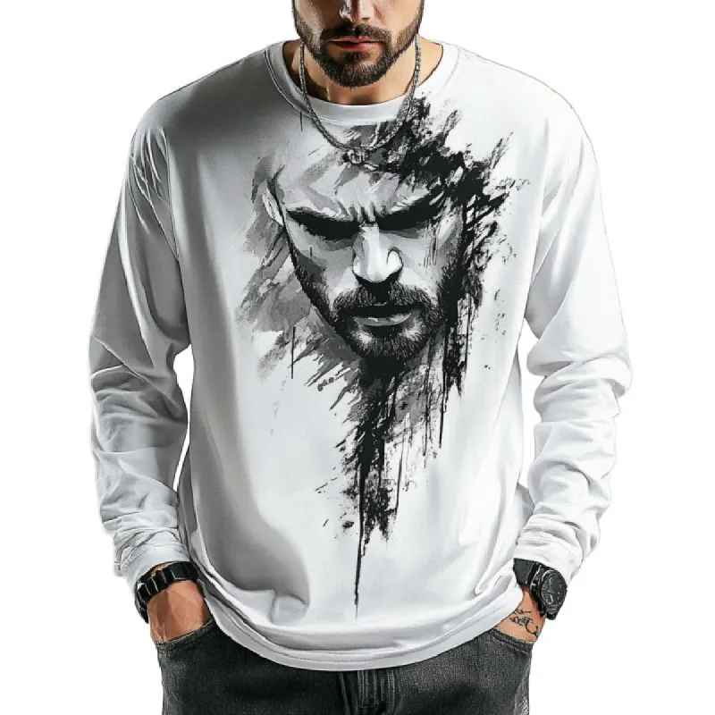 Men's Casual Printed Round Neck Long Sleeve T-Shirt 44797007K sold by Manly