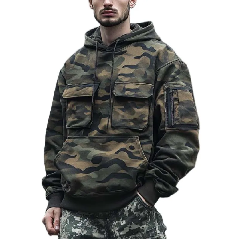 Men's Classic Casual Multi-Pocket Camouflage Hoodie 55099837K sold by Manly