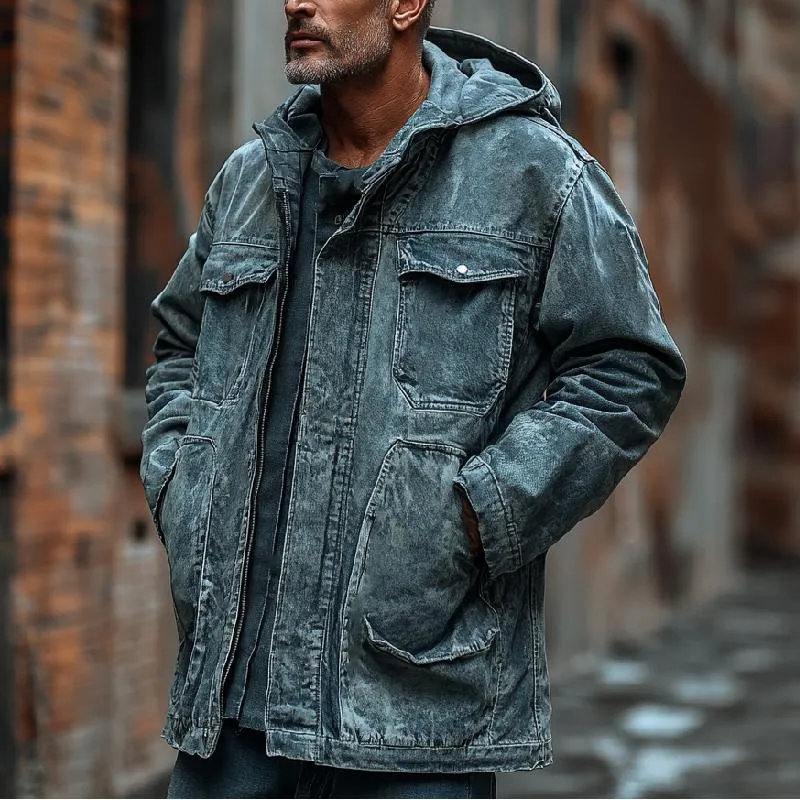 Men's Casual Washed Denim Hooded Jacket 48014707F sold by Manly product image thumbnail 2
