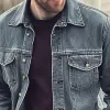 Men's Vintage Washed Lapel Denim Jacket 84047709X sold by Manly