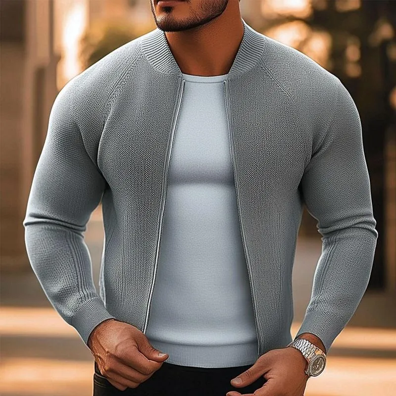 Men's Knitted Solid Color Zipper Cardigan 01963246X sold by Manly product image thumbnail 2