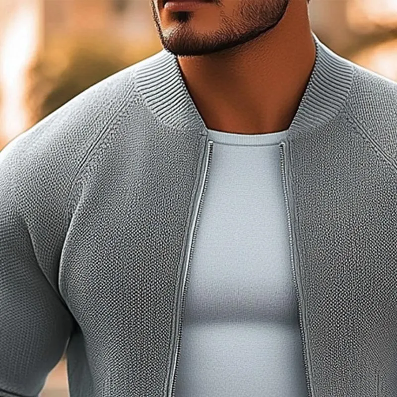 Men's Knitted Solid Color Zipper Cardigan 01963246X sold by Manly product image thumbnail 3