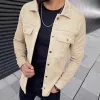 Men's Solid Color Suede Lapel Single Breasted Casual Jacket 64066371Z sold by Manly