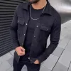 Men's Solid Color Suede Lapel Single Breasted Casual Jacket 64066371Z sold by Manly