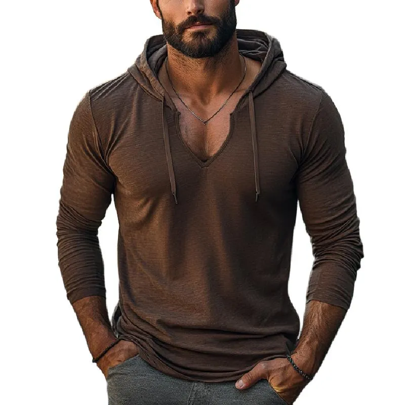 Men's Casual Drawstring Hood Slim Fit Long Sleeve T-Shirt 29390437Y sold by Manly