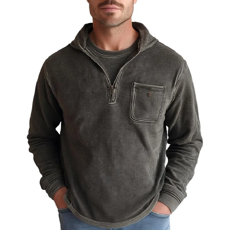 Men's Vintage Corduroy Half-Zip Hoodie Sweatshirt 78088344Y sold by Manly