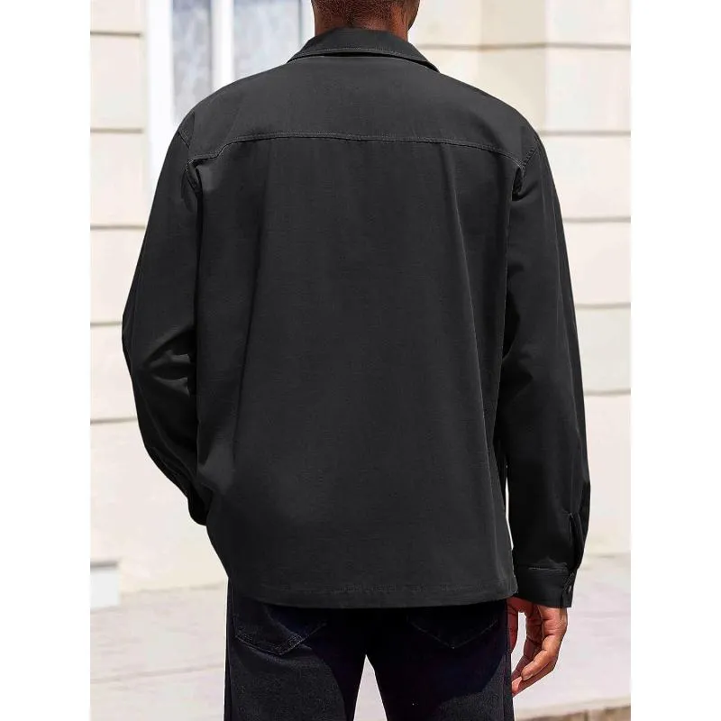 Men's Casual Solid Color Lapel Double Chest Pocket Overshirt Jacket 55514510Y sold by Manly product image thumbnail 5