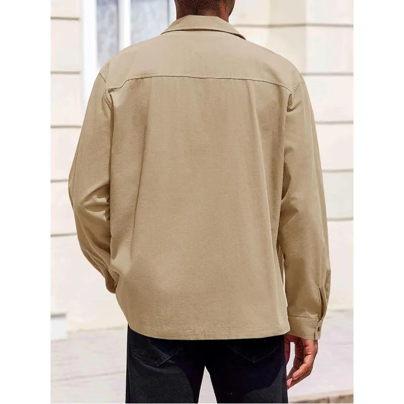 Men's Casual Solid Color Lapel Double Chest Pocket Overshirt Jacket 55514510Y sold by Manly product image thumbnail 3