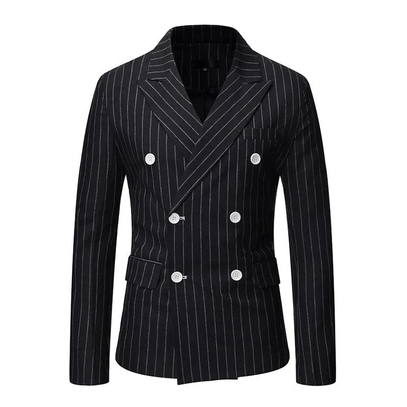 Men's Casual Striped Peaked Lapel Double Breasted Slim Fit Blazer 38287453M sold by Manly product image thumbnail 4