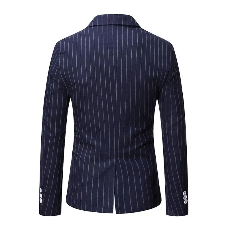 Men's Casual Striped Peaked Lapel Double Breasted Slim Fit Blazer 38287453M sold by Manly product image thumbnail 3