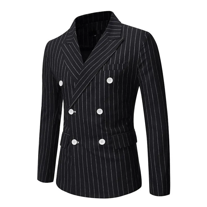 Men's Casual Striped Peaked Lapel Double Breasted Slim Fit Blazer 38287453M sold by Manly product image thumbnail 5