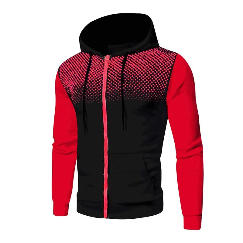 Men's Casual Contrast Patchwork Zipper Long-Sleeve Hooded Sports Jacket 03498138M sold by Manly product image thumbnail 2