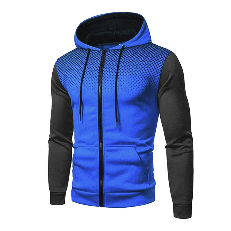Men's Casual Contrast Patchwork Zipper Long-Sleeve Hooded Sports Jacket 03498138M sold by Manly product image thumbnail 3