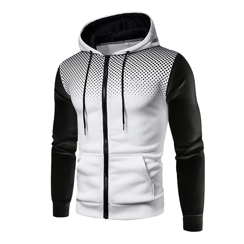Men's Casual Contrast Patchwork Zipper Long-Sleeve Hooded Sports Jacket 03498138M sold by Manly