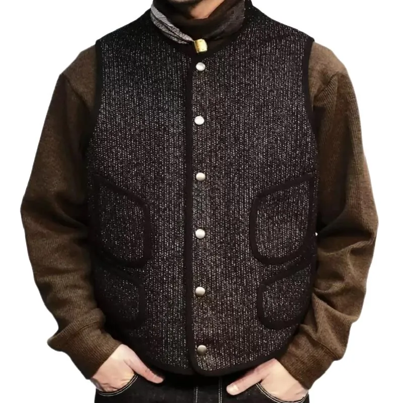 Men's Vintage Contrast Color Hemming Single Breasted Loose Vest 43566741M sold by Manly