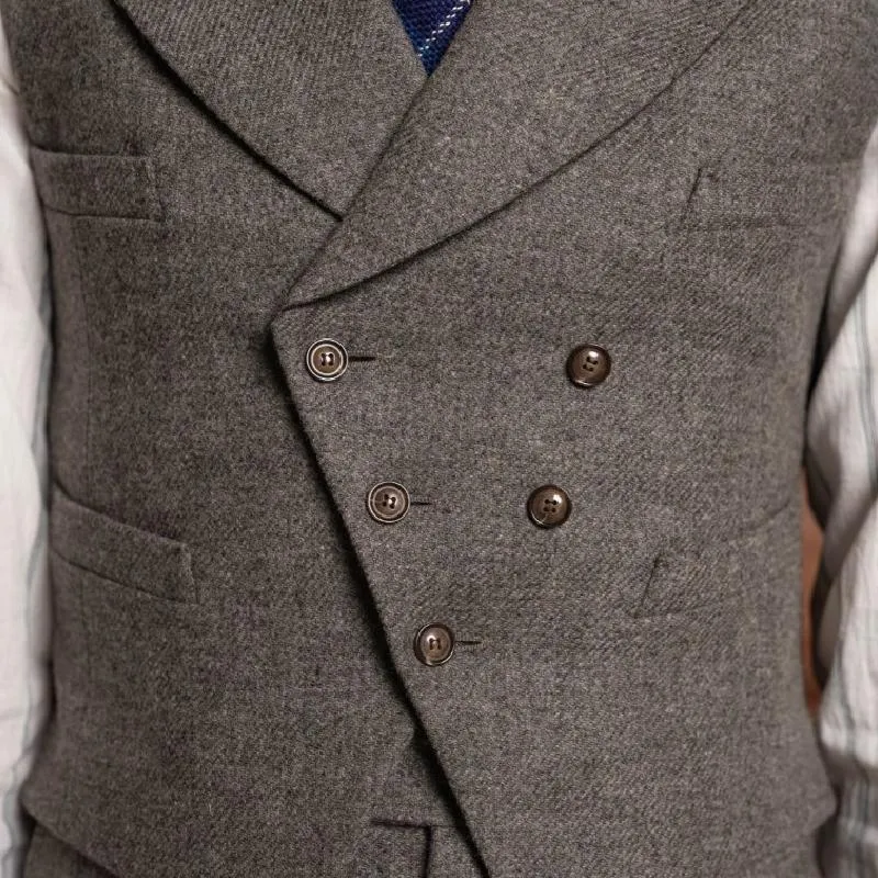 Men's Vintage Wool Blended Patchwork Peak Lapel Slim Vest 95737476M sold by Manly product image thumbnail 2