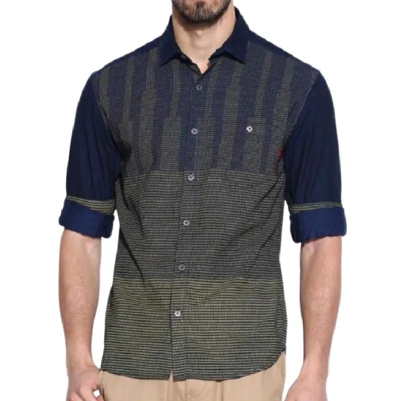 Men's Classic Stripe Lapel Long Sleeve Shirt 21463369F sold by Manly