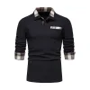 Men's Casual Lapel Slim Pocket Long Sleeve Polo Shirt 88198209K sold by Manly