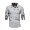 Men's Casual Lapel Slim Pocket Long Sleeve Polo Shirt 88198209K sold by Manly
