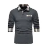Men's Casual Lapel Slim Pocket Long Sleeve Polo Shirt 88198209K sold by Manly