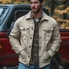 Men's Vintage Washed Denim Button Jacket 85396240U sold by Manly