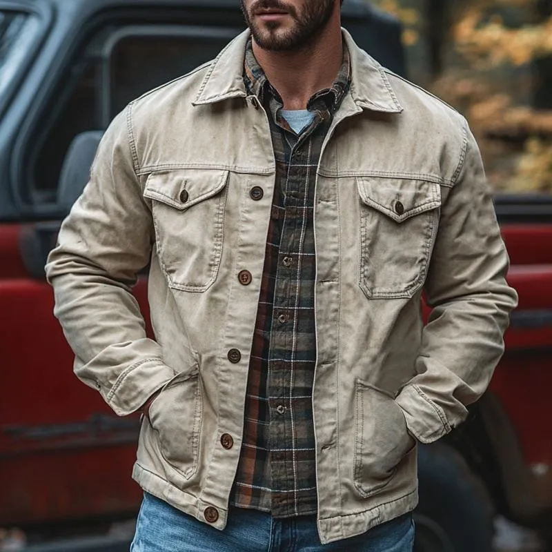 Men's Vintage Washed Denim Button Jacket 85396240U sold by Manly product image thumbnail 2