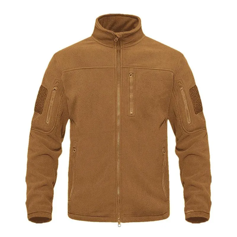 Men's Retro Casual Solid Color Polar Fleece Tactical Jacket 58175370TO sold by Manly