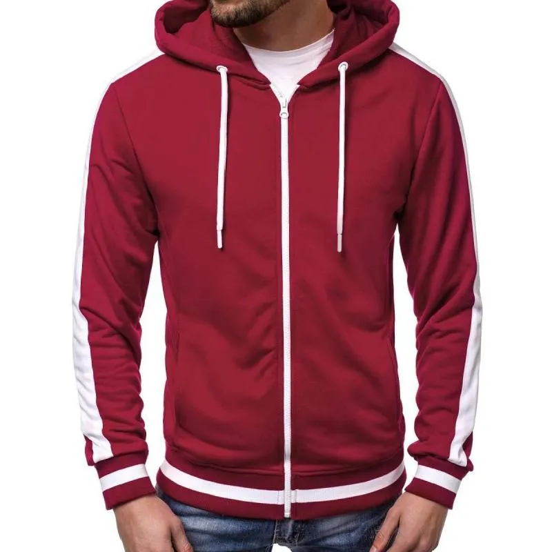 Men's Retro Casual Colorblock Zipper Drawstring Hoodie 09658298TO sold by Manly product image thumbnail 4