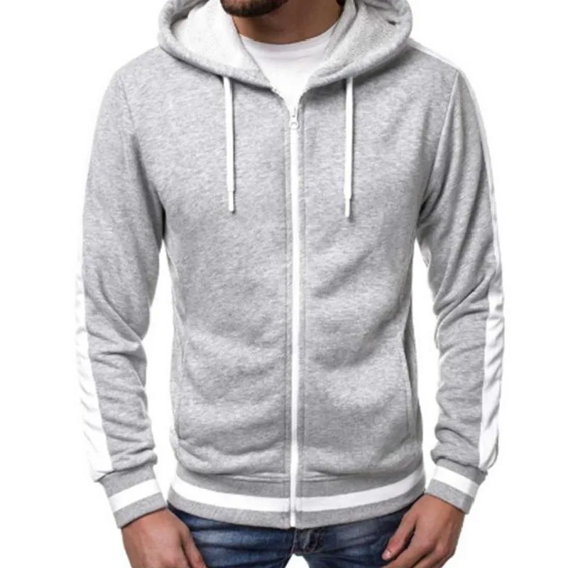 Men's Retro Casual Colorblock Zipper Drawstring Hoodie 09658298TO sold by Manly product image thumbnail 2