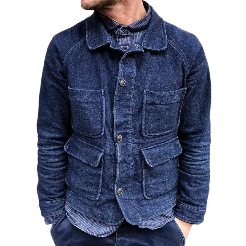 Men's Retro Casual Simple Washed Lapel Denim Jacket 94924649TO sold by Manly