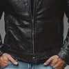 Men's Classic Casual Slim Stand Collar Zipper Leather Jacket 39393977K sold by Manly