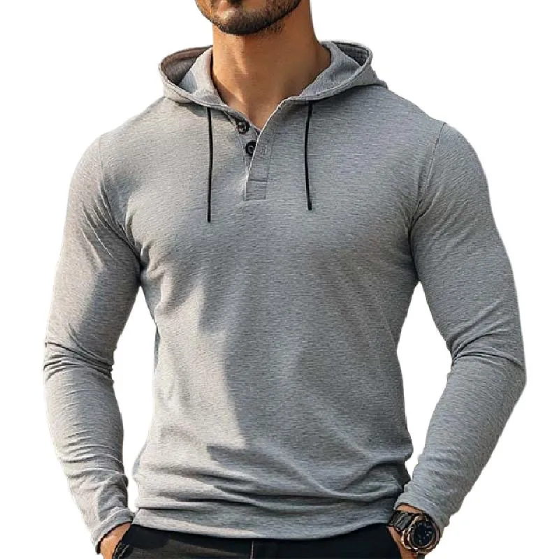 Men's Casual V-neck Hooded Long Sleeve T-shirt 91360244K sold by Manly