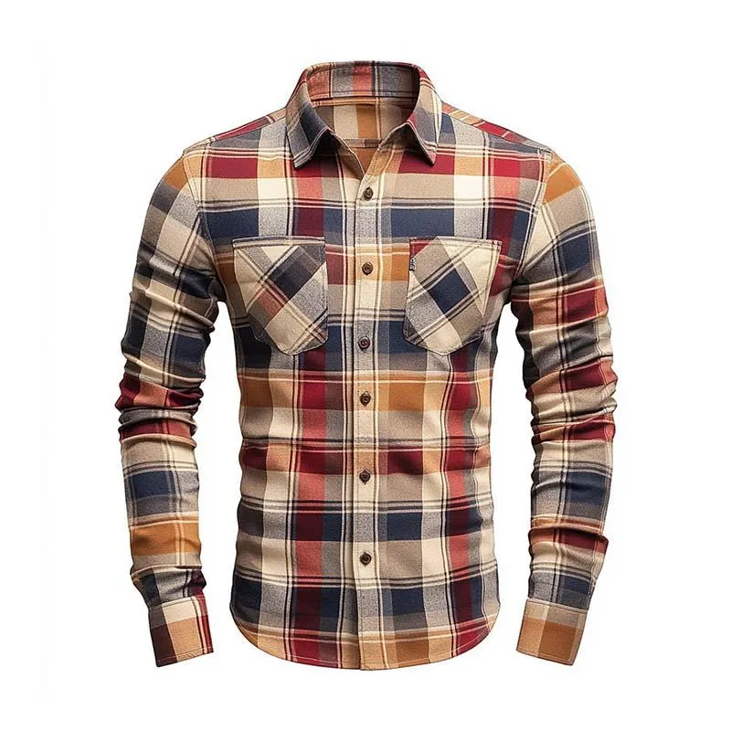 Men's Classic Casual Slim Fit Check Brushed Cotton Long Sleeve Shirt 91392940K sold by Manly