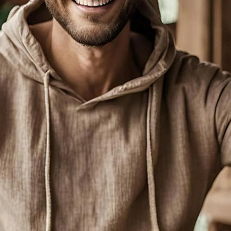 Men's Casual Cotton and Linen Hoodie 05251879X sold by Manly product image thumbnail 3