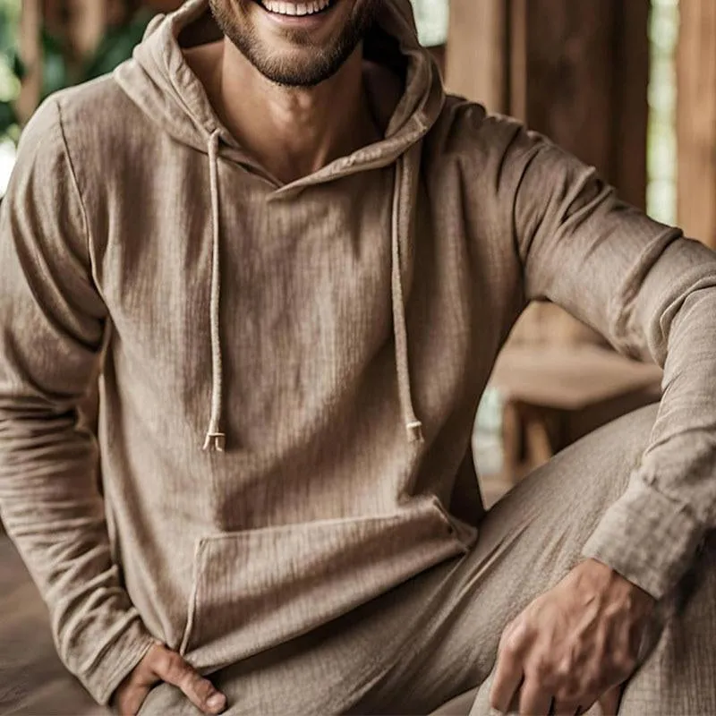 Men's Casual Cotton and Linen Hoodie 05251879X sold by Manly product image thumbnail 2