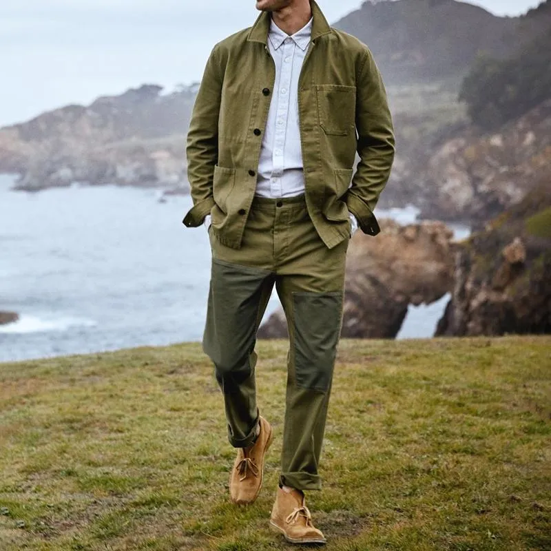 Men's Solid Color Lapel Multi-pocket Single Breasted Cargo Jacket 69817882Z sold by Manly product image thumbnail 3