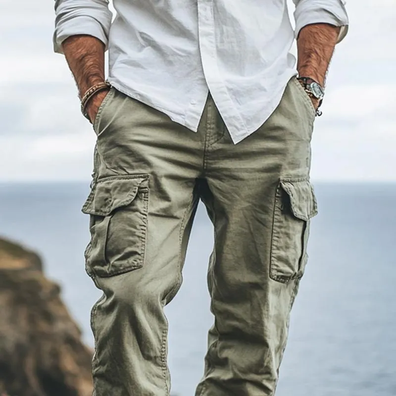 Men's Solid Color Multi-pocket Cargo Pants 67243655Z sold by Manly product image thumbnail 3