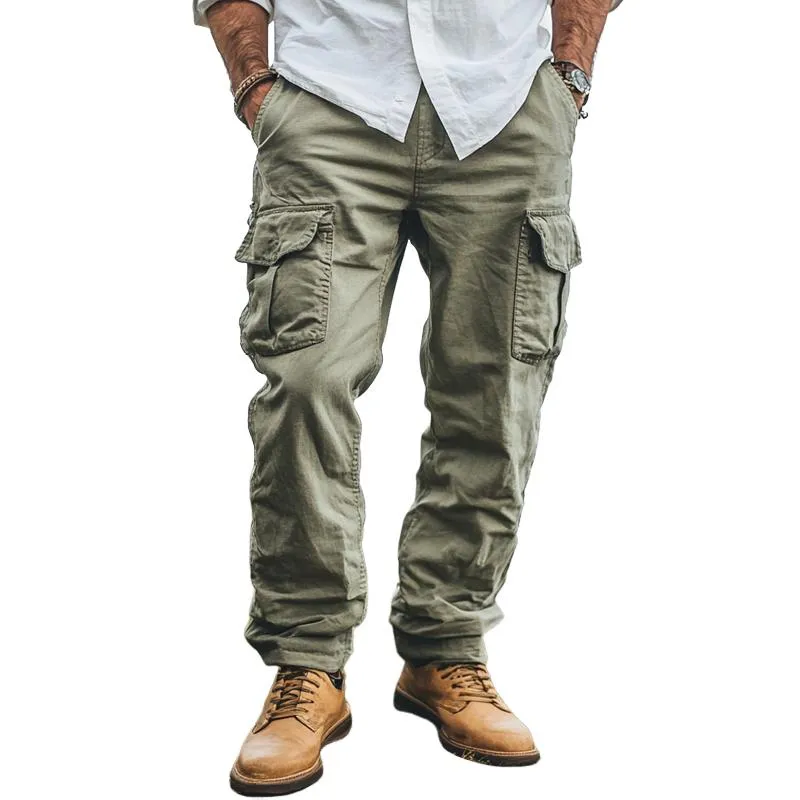 Men's Solid Color Multi-pocket Cargo Pants 67243655Z sold by Manly
