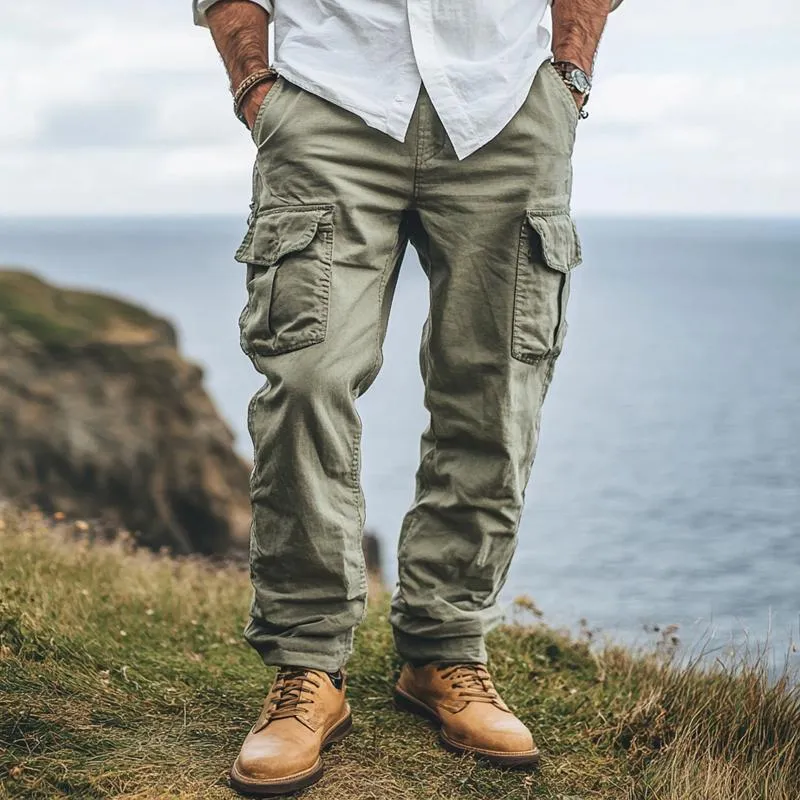 Men's Solid Color Multi-pocket Cargo Pants 67243655Z sold by Manly product image thumbnail 2