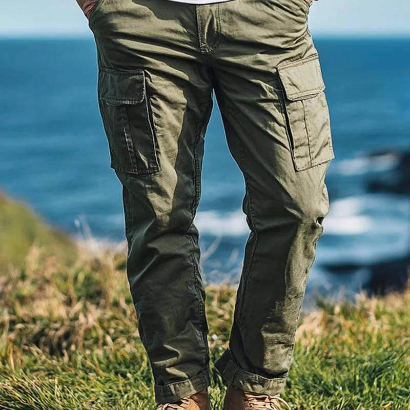 Men's Solid Color Multi-pocket Cargo Pants 19774465Z sold by Manly product image thumbnail 3