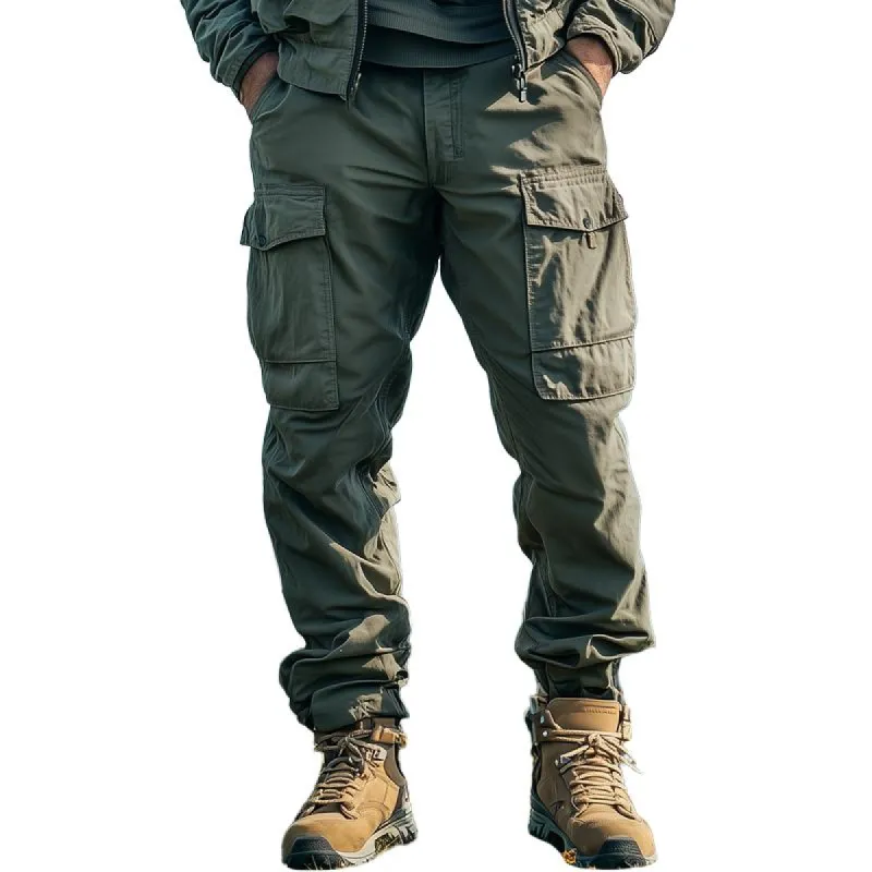 Men's Solid Color Multi-pocket Cargo Pants 76423225Z sold by Manly