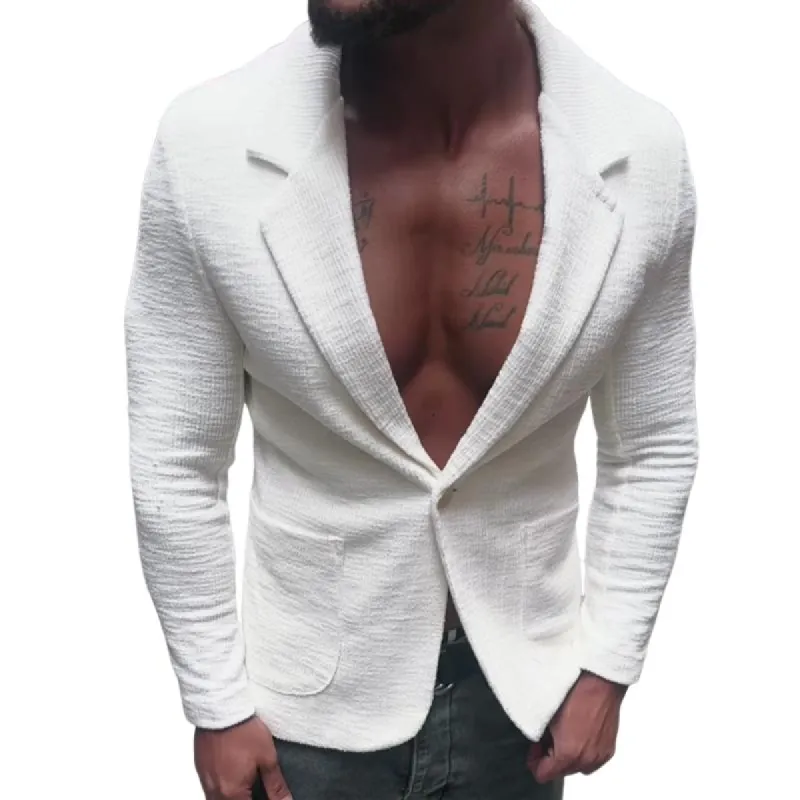 Men's Vintage Casual Solid Color Button Blazer 41644330TO sold by Manly