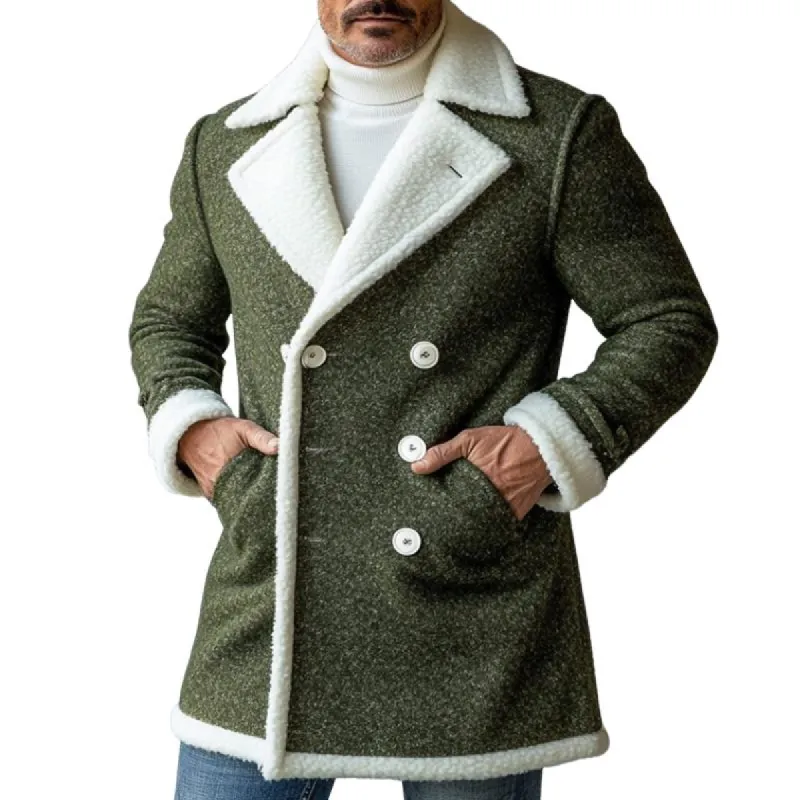 Men's Retro Casual Plus Velvet Lapel Double Breasted Coat 88629718TO sold by Manly