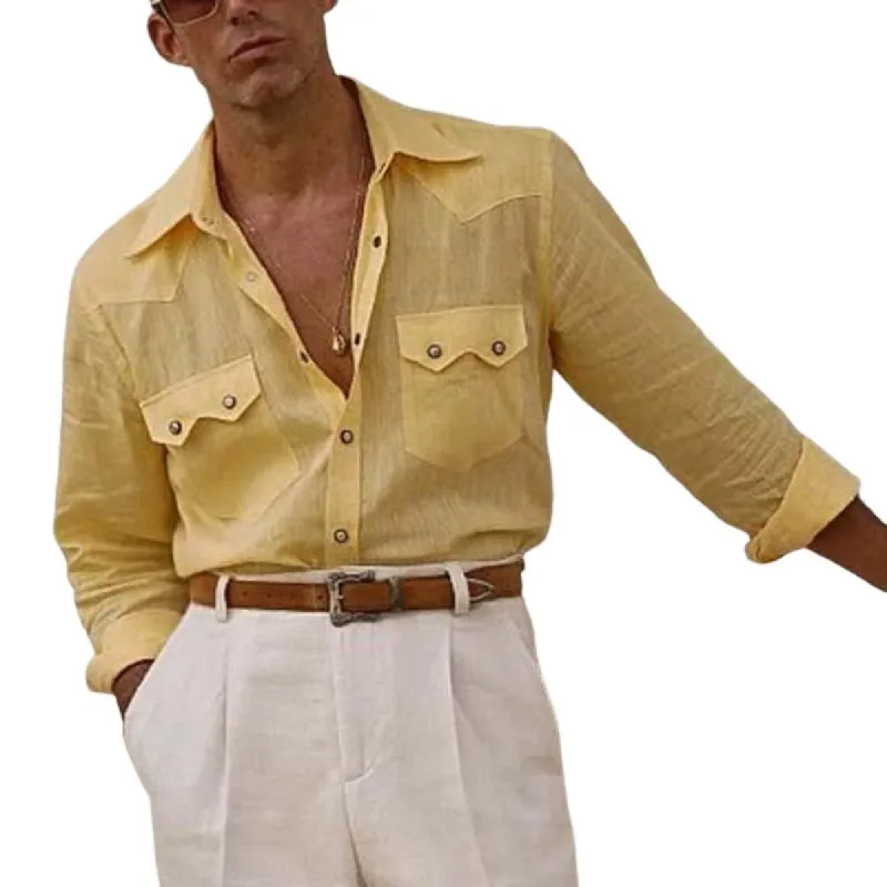 Men's Casual Stylish Multi-Pocket Long-sleeved Shirt 35715545K sold by Manly