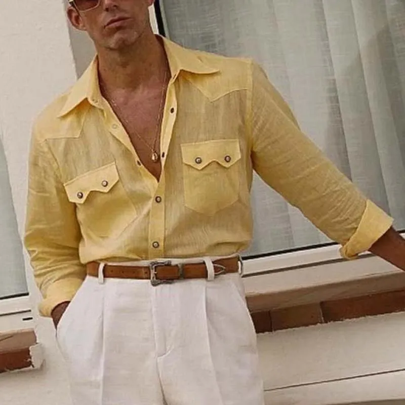 Men's Casual Stylish Multi-Pocket Long-sleeved Shirt 35715545K sold by Manly product image thumbnail 2