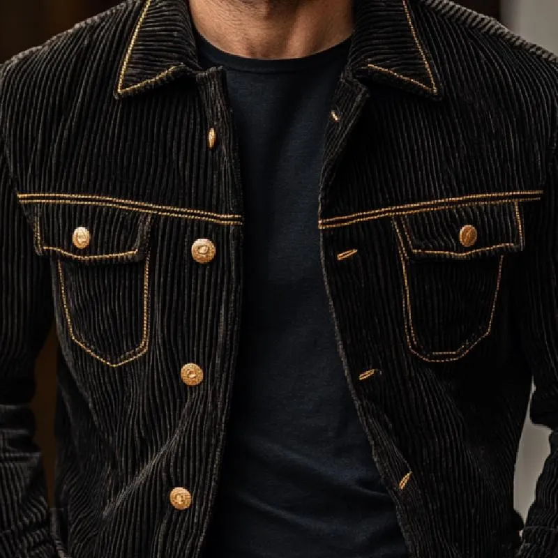 Men's Vintage Corduroy Contrast Stitching Single Breasted Jacket 29998212Y sold by Manly product image thumbnail 2