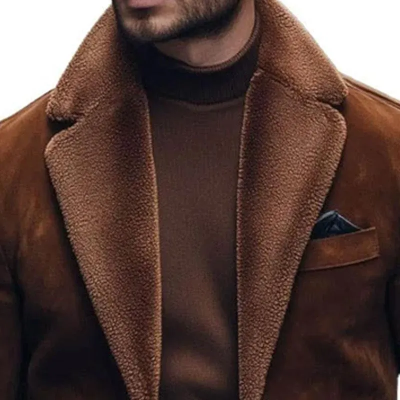 Men's Solid Suede Polar Fleece Mid-Length Coat 28249214X sold by Manly product image thumbnail 3