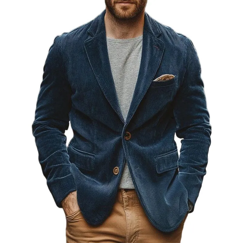 Men's Solid Color Casual Corduroy Suit Jacket 14156129X sold by Manly